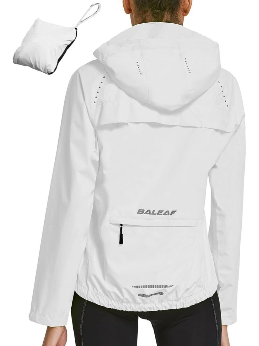 〽️White Women's Packable Waterproof Windbreaker Hooded Rain Coat Outdoor Jacket